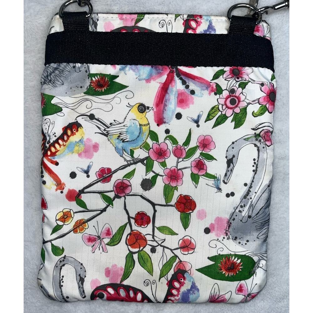 LeSportSac Crossbody Pocket Messenger Birds Flowers Butterfly Bag Handbag Purse - Picture 2 of 7